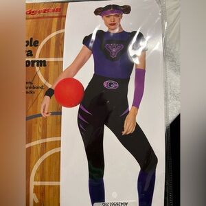 Purple and Black Women's Jumpsuit DodgeBall movie costume, purple cobra uniform